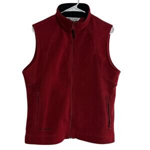 Columbia Red Fleece Vest Men’s Medium Zip Front Outdoor Layer